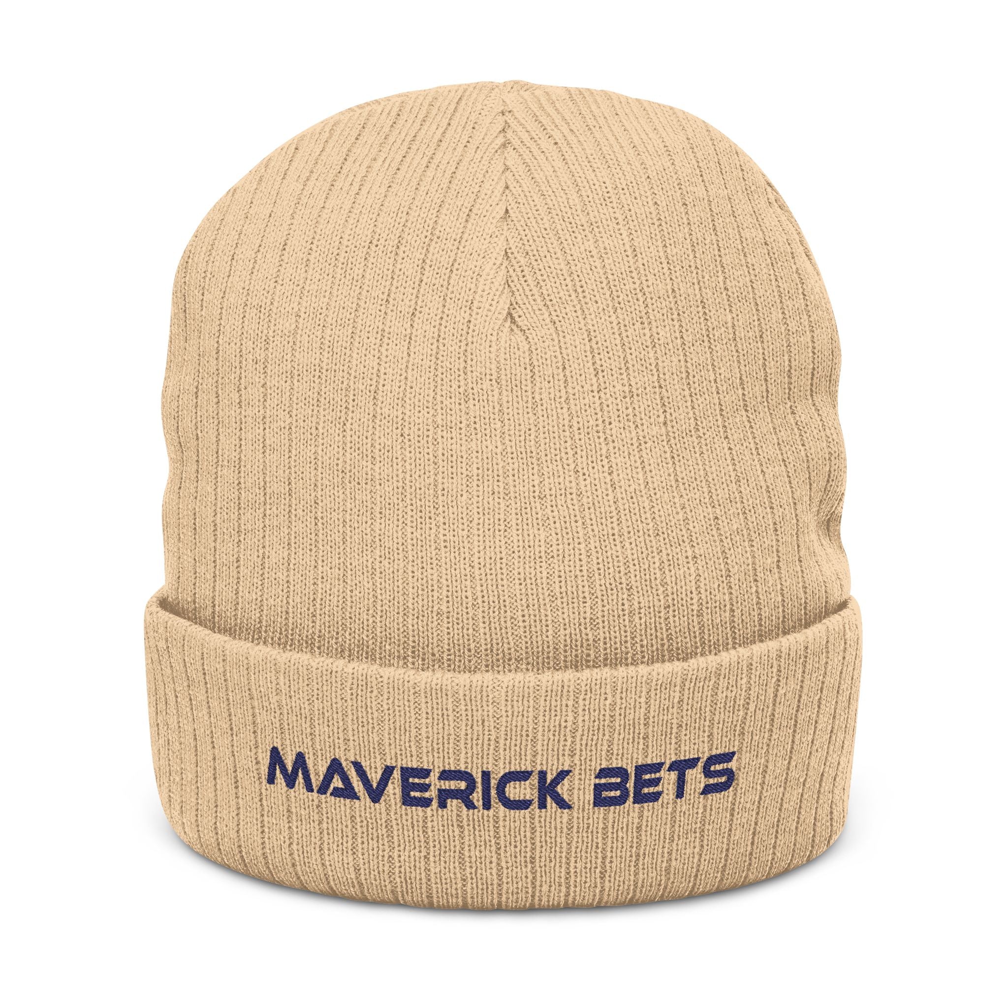 Embroidered 'Maverick Bets' Ribbed Knit Beanie