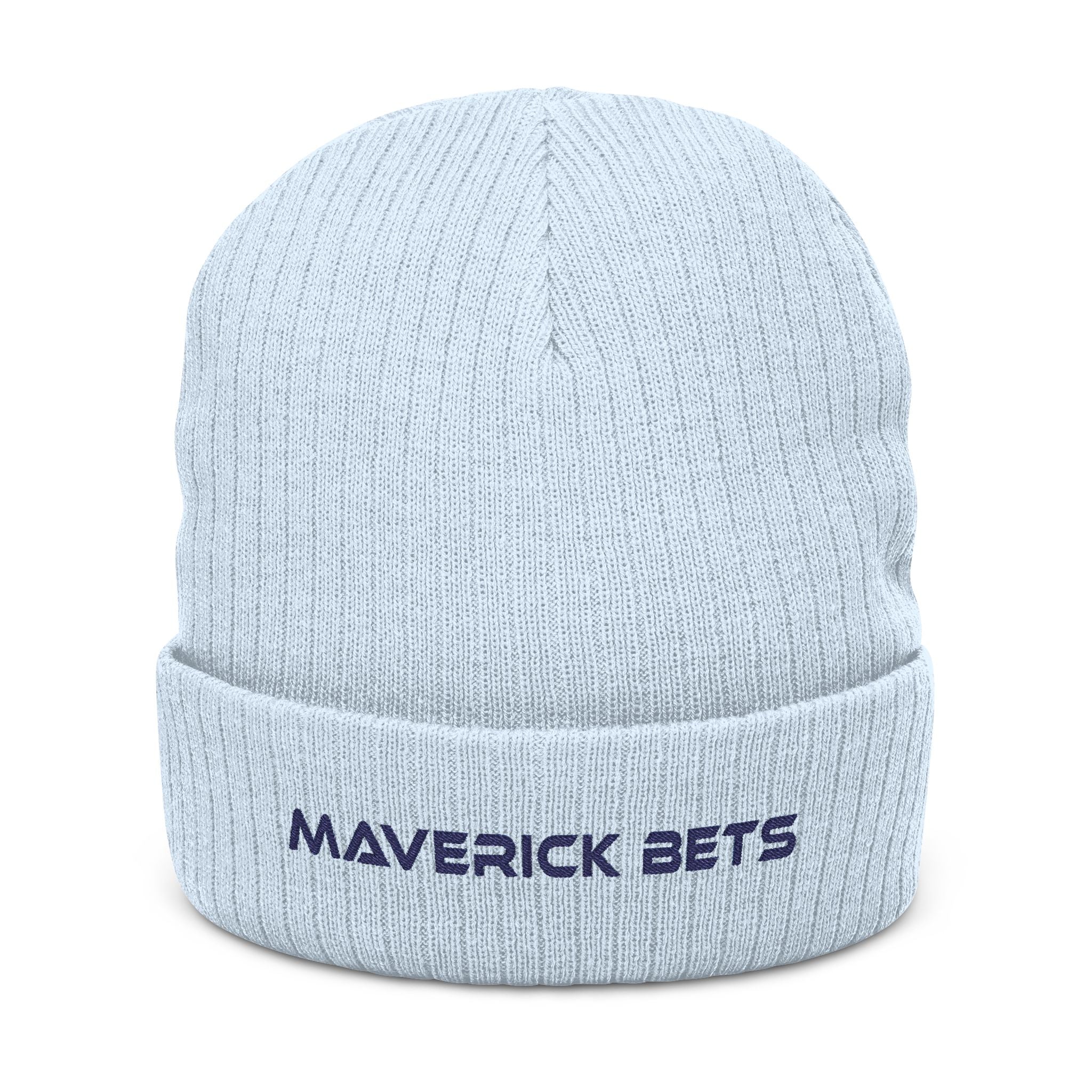 Embroidered 'Maverick Bets' Ribbed Knit Beanie