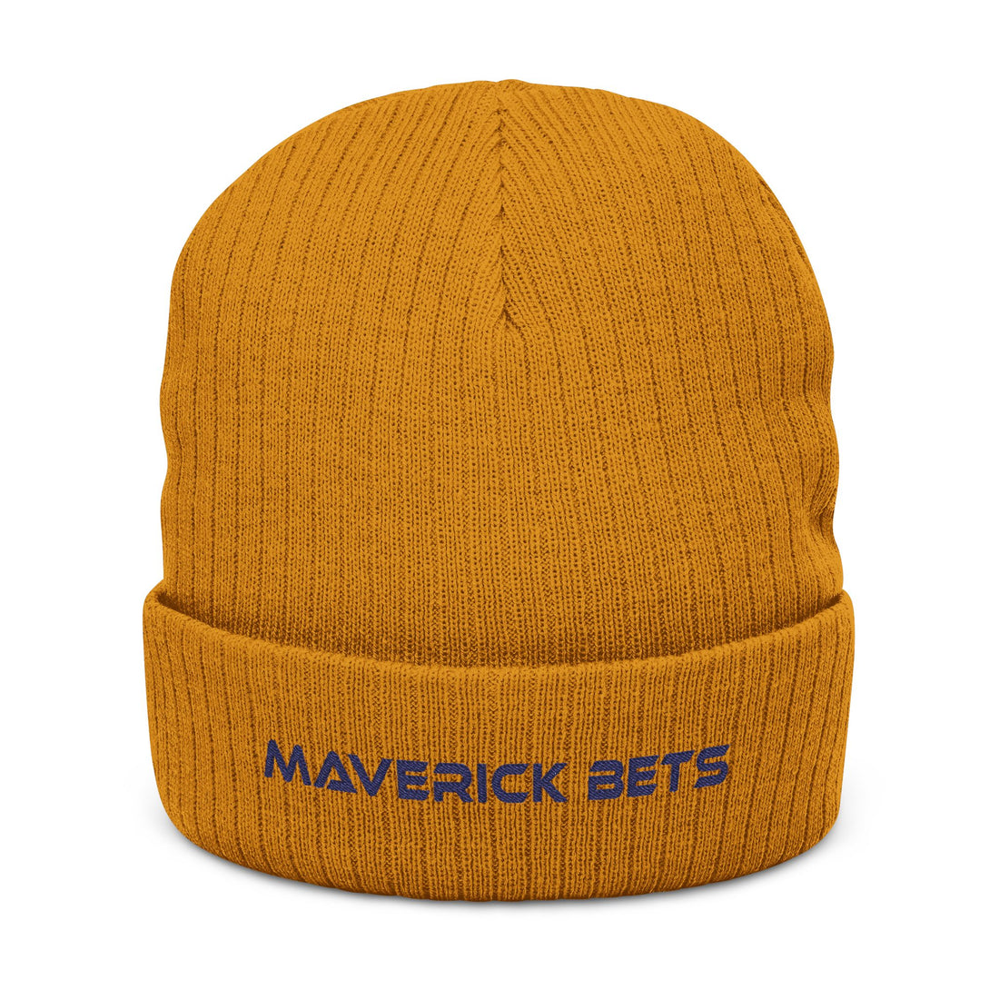 Embroidered 'Maverick Bets' Ribbed Knit Beanie