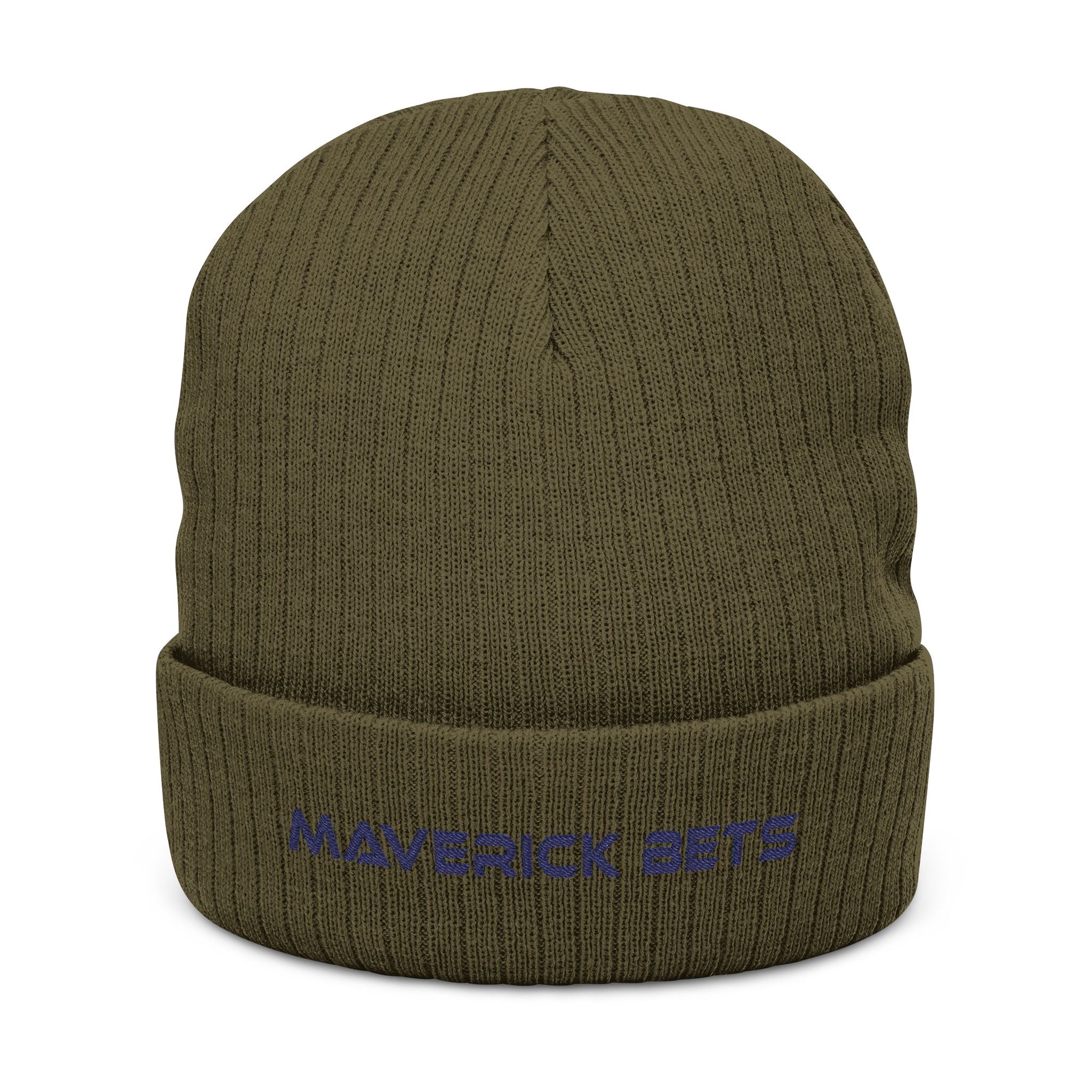 Embroidered 'Maverick Bets' Ribbed Knit Beanie