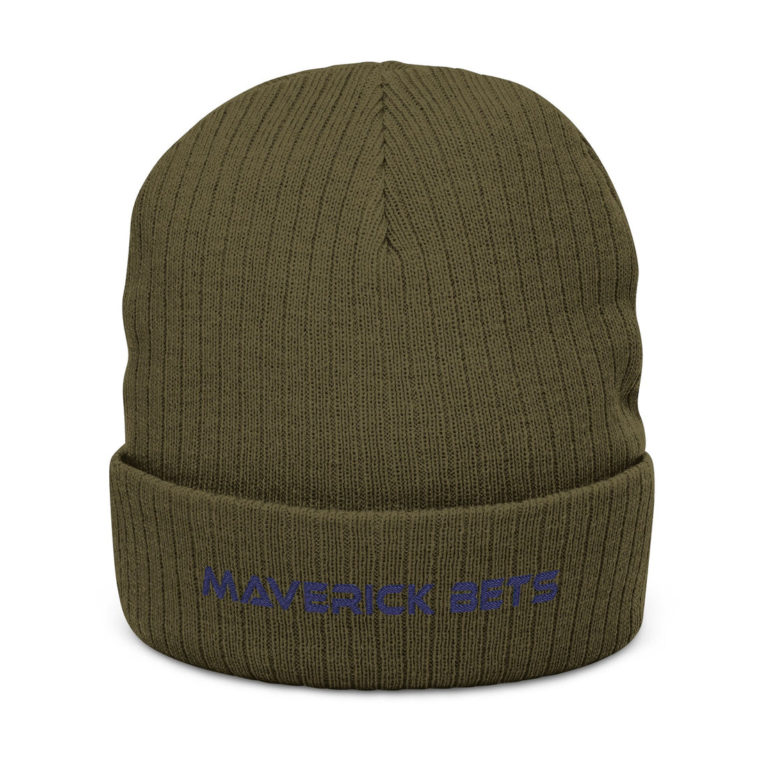 Embroidered 'Maverick Bets' Ribbed Knit Beanie