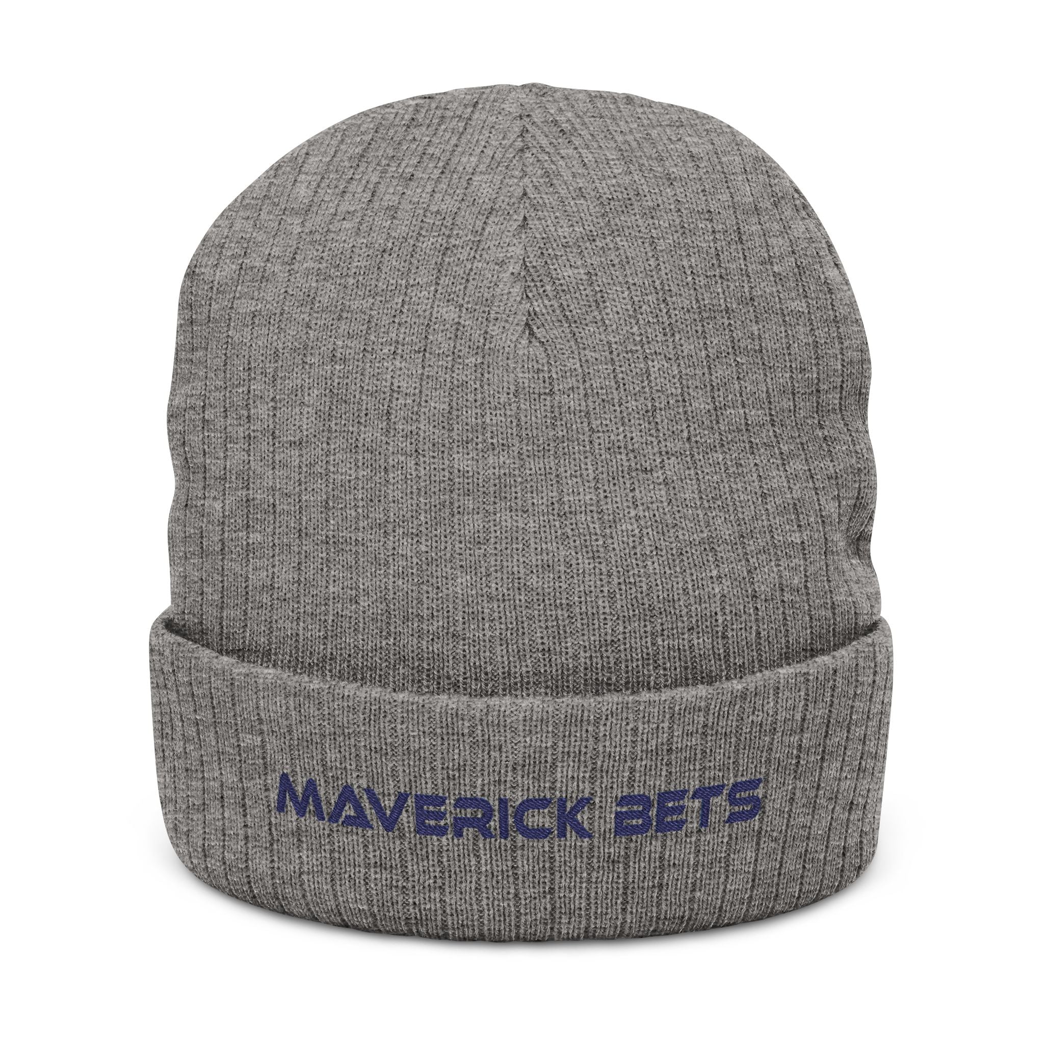 Embroidered 'Maverick Bets' Ribbed Knit Beanie