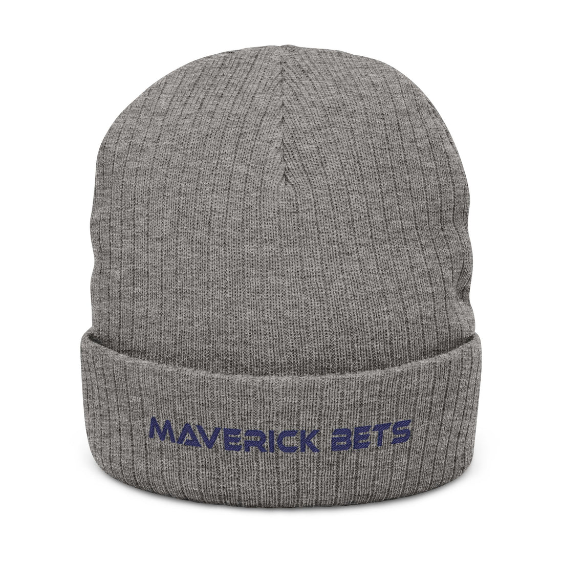 Embroidered 'Maverick Bets' Ribbed Knit Beanie