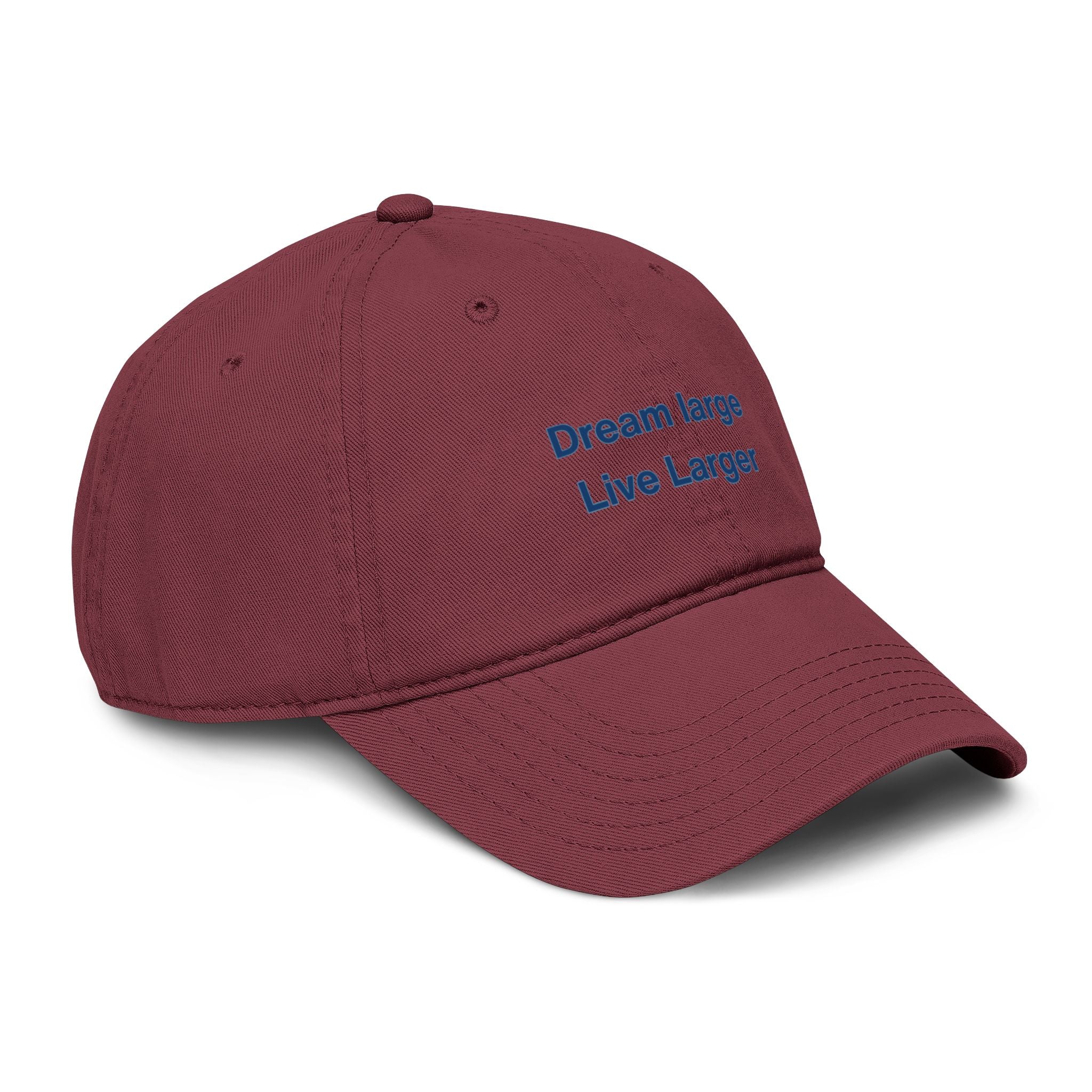 Embroidered 'Dream Large Live Larger' Washed Baseball Cap